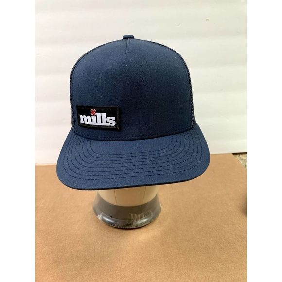 Mills Yupoong the  Classics Flat men Snapback adjustable Cap Adult Blue - Picture 1 of 4